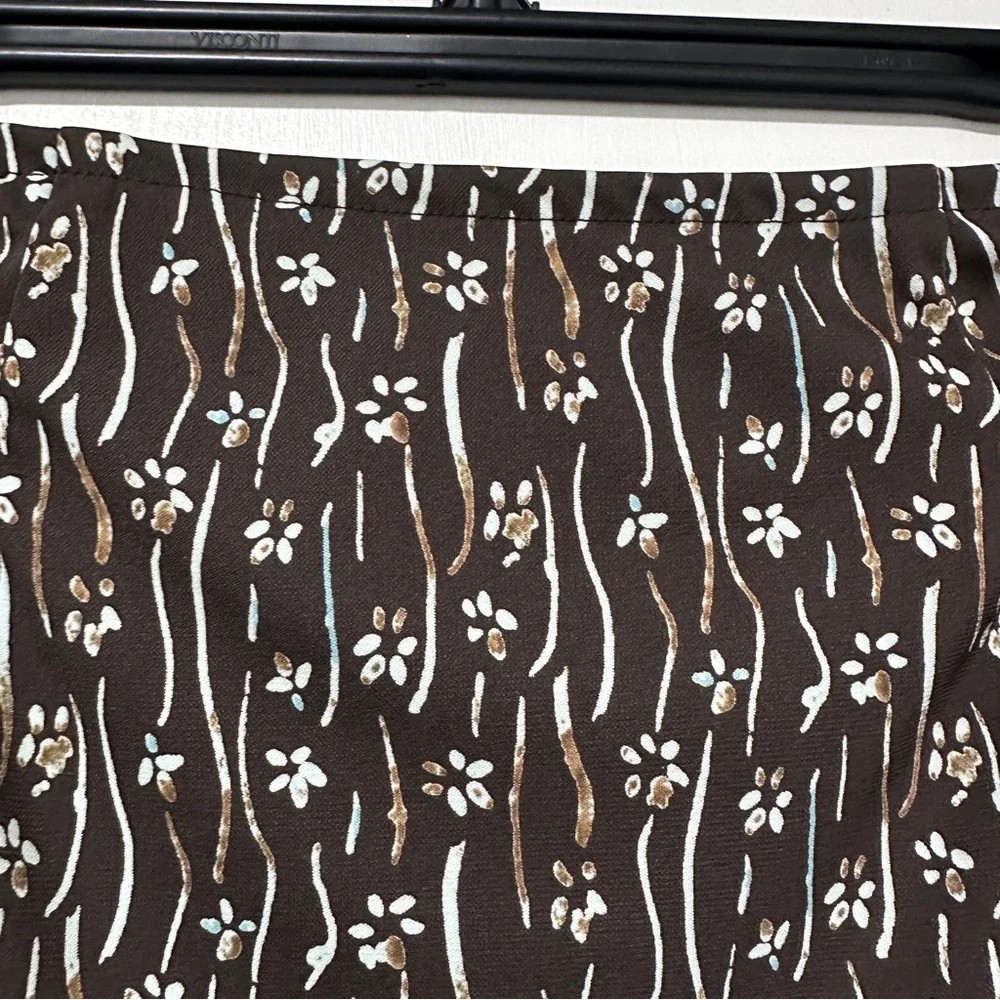 Vintage 90s Axcess Chocolate Brown Floral Midi Skirt Women’s Size Medium Boho - Picture 5 of 16